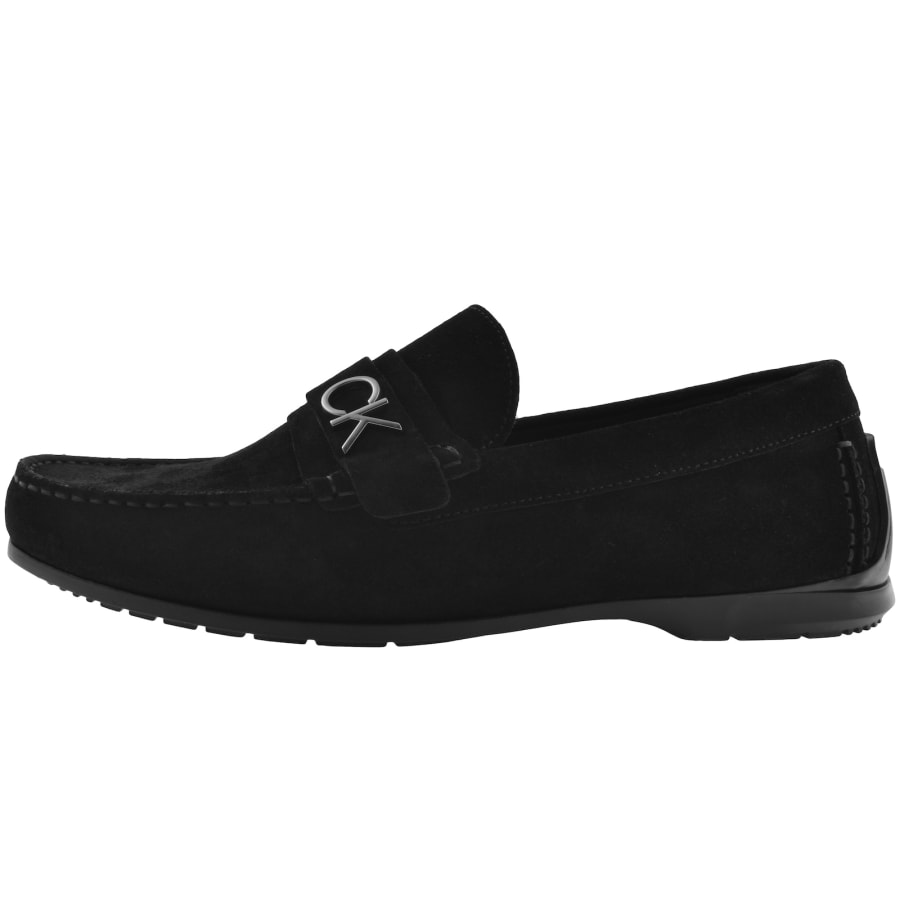 Calvin klein black suede loafers online