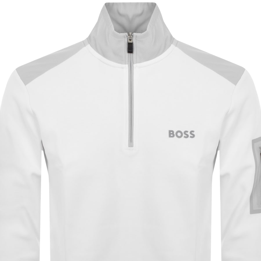 Image number 2 for BOSS Sweat 1 Half Zip Sweatshirt White