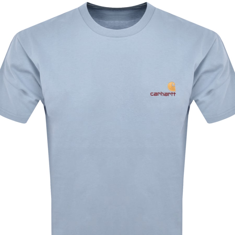 Image number 2 for Carhartt WIP American Script Logo T Shirt Blue