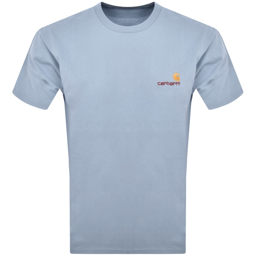 Image number 1 for Carhartt WIP American Script Logo T Shirt Blue