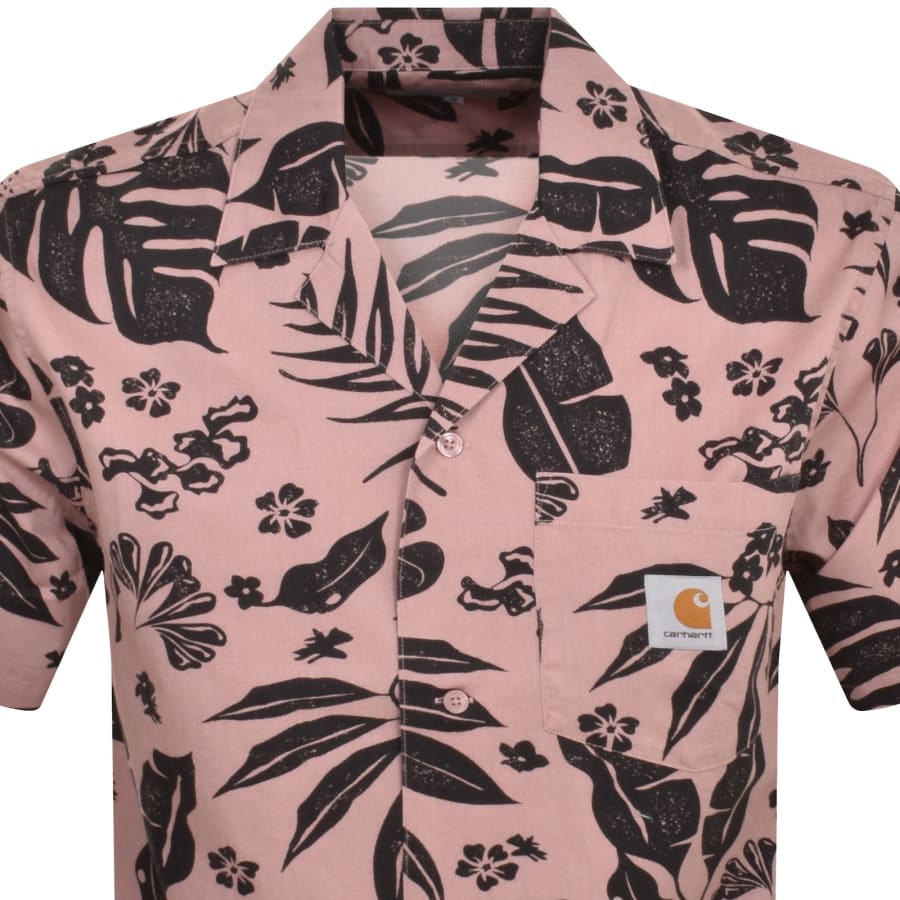 Image number 2 for Carhartt WIP Woodblock Short Sleeve Shirt Pink