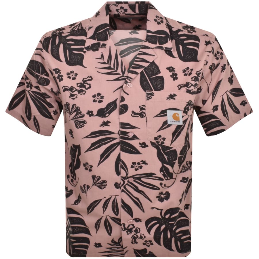 Image number 1 for Carhartt WIP Woodblock Short Sleeve Shirt Pink