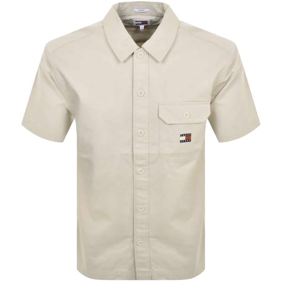 Image number 1 for Tommy Jeans Essential Overshirt Beige