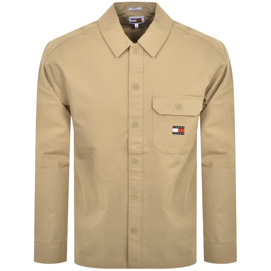 Image number 1 for Tommy Jeans Essential Overshirt Beige