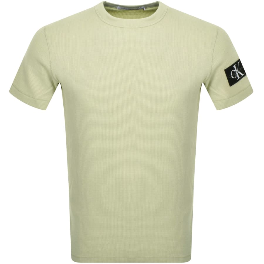 Image number 1 for Calvin Klein Jeans Waffle Logo T Shirt Green