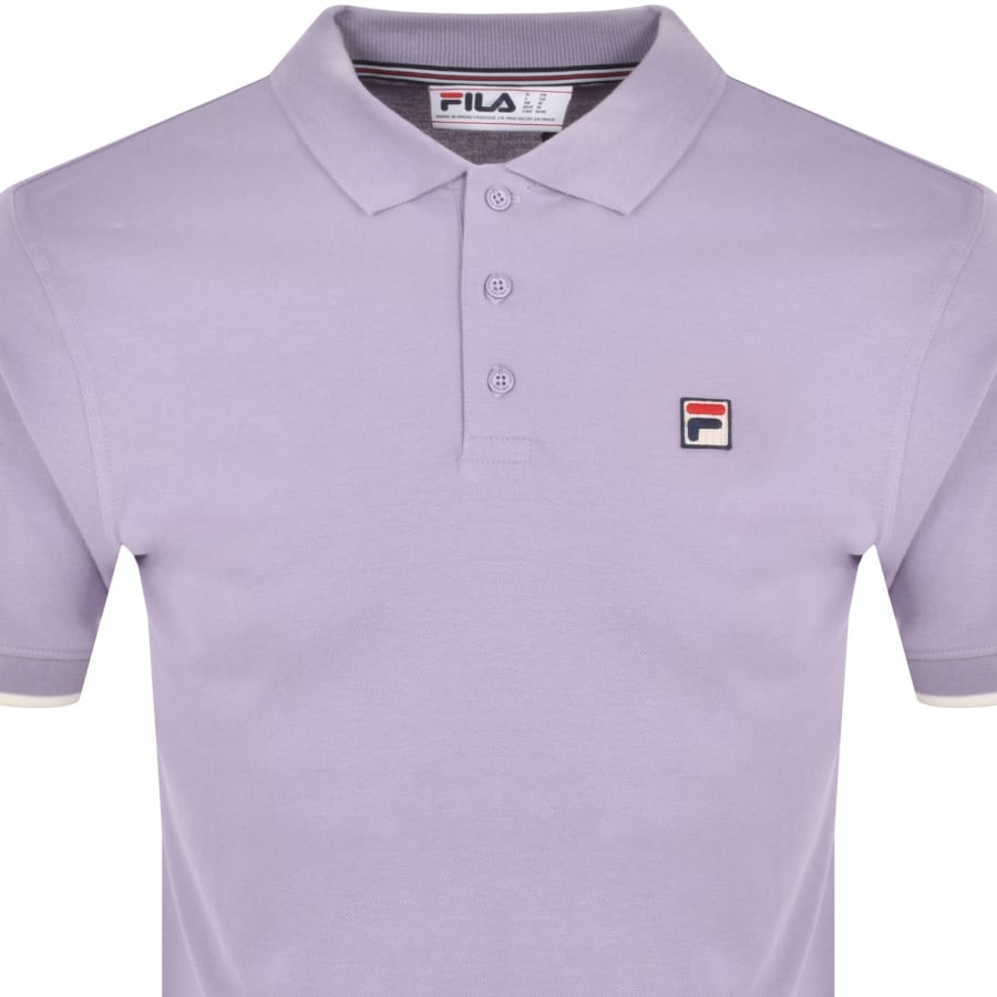 Image number 2 for Fila Vintage Tipped Rib Basic Polo T Shirt Purple