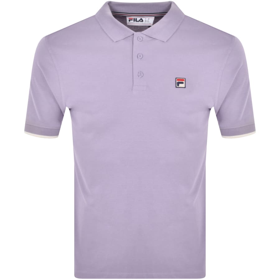 Image number 1 for Fila Vintage Tipped Rib Basic Polo T Shirt Purple