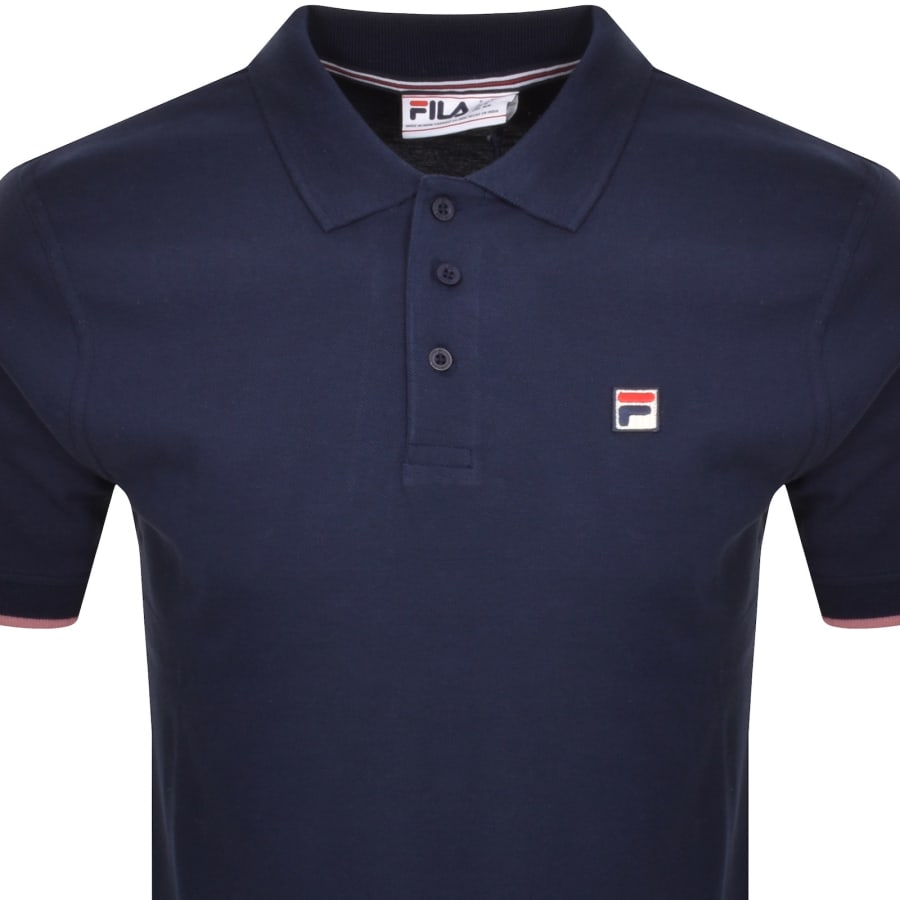 Fila Vintage Tipped Rib Basic Polo T Shirt Navy