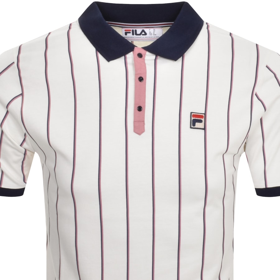 Image number 2 for Fila Vintage Classic Stripe Polo T Shirt White