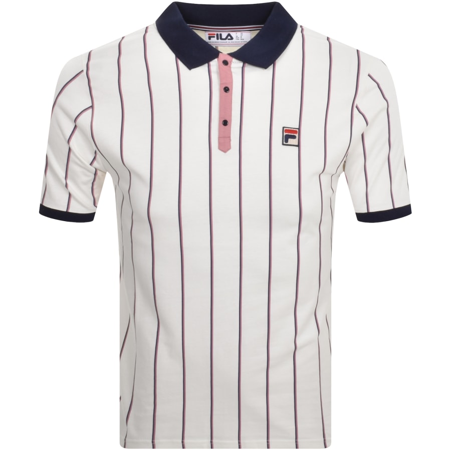 Image number 1 for Fila Vintage Classic Stripe Polo T Shirt White