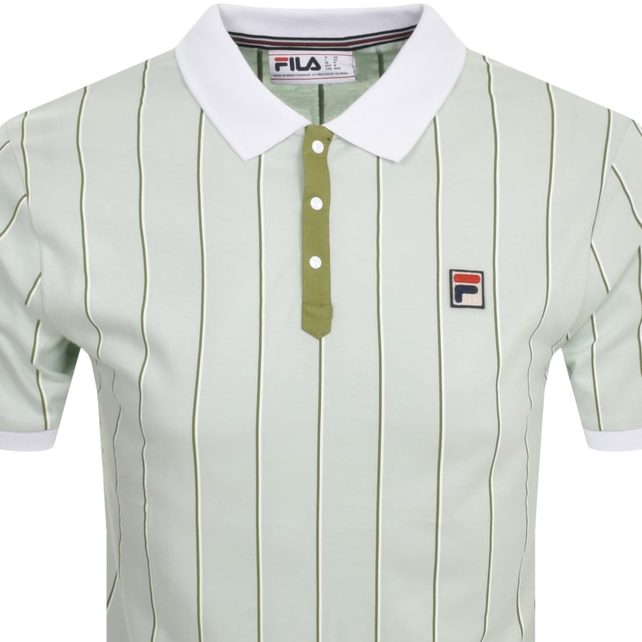 Image number 2 for Fila Vintage Classic Stripe Polo T Shirt Green