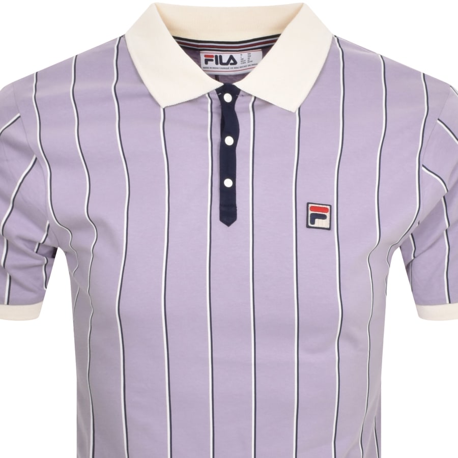 Image number 2 for Fila Vintage Classic Stripe Polo T Shirt Lilac