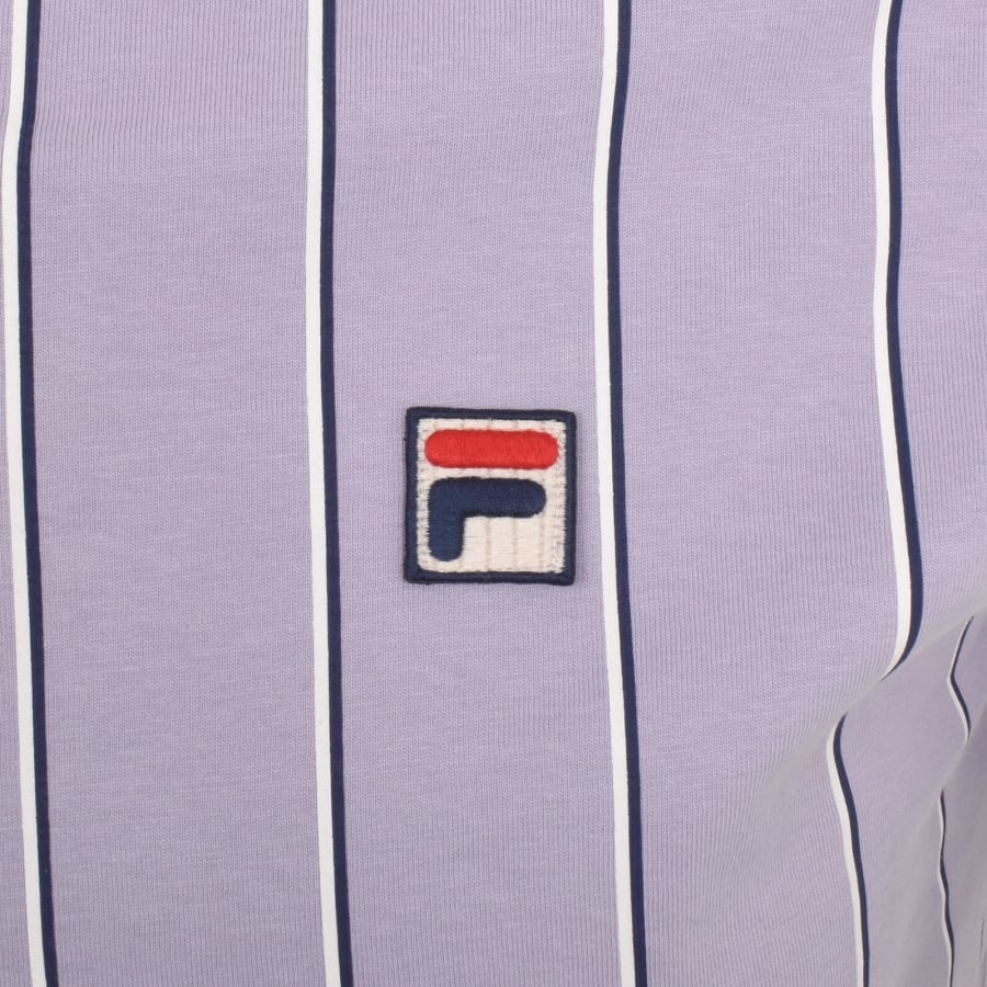 Image number 3 for Fila Vintage Classic Stripe Polo T Shirt Lilac