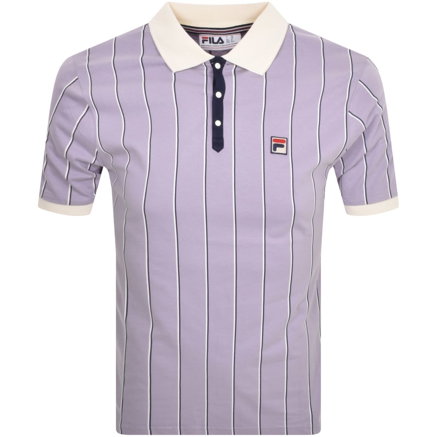 Image number 1 for Fila Vintage Classic Stripe Polo T Shirt Lilac