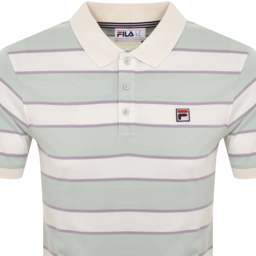 Image number 2 for Fila Vintage Edmond Stripe Polo T Shirt Off White