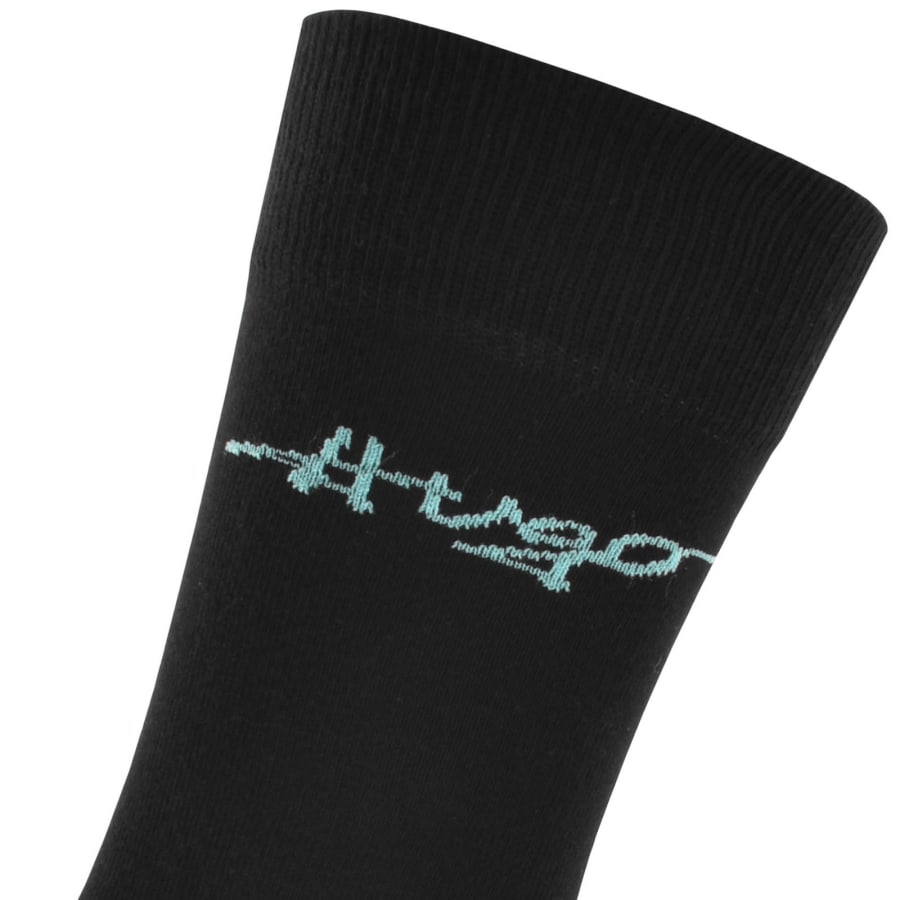 Image number 4 for HUGO 2 Pack Handwritten Logo Socks Black
