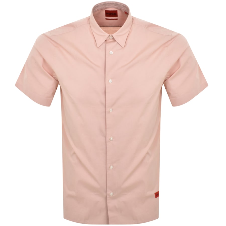 Image number 1 for HUGO Short Sleeved Ebor Shirt Pink