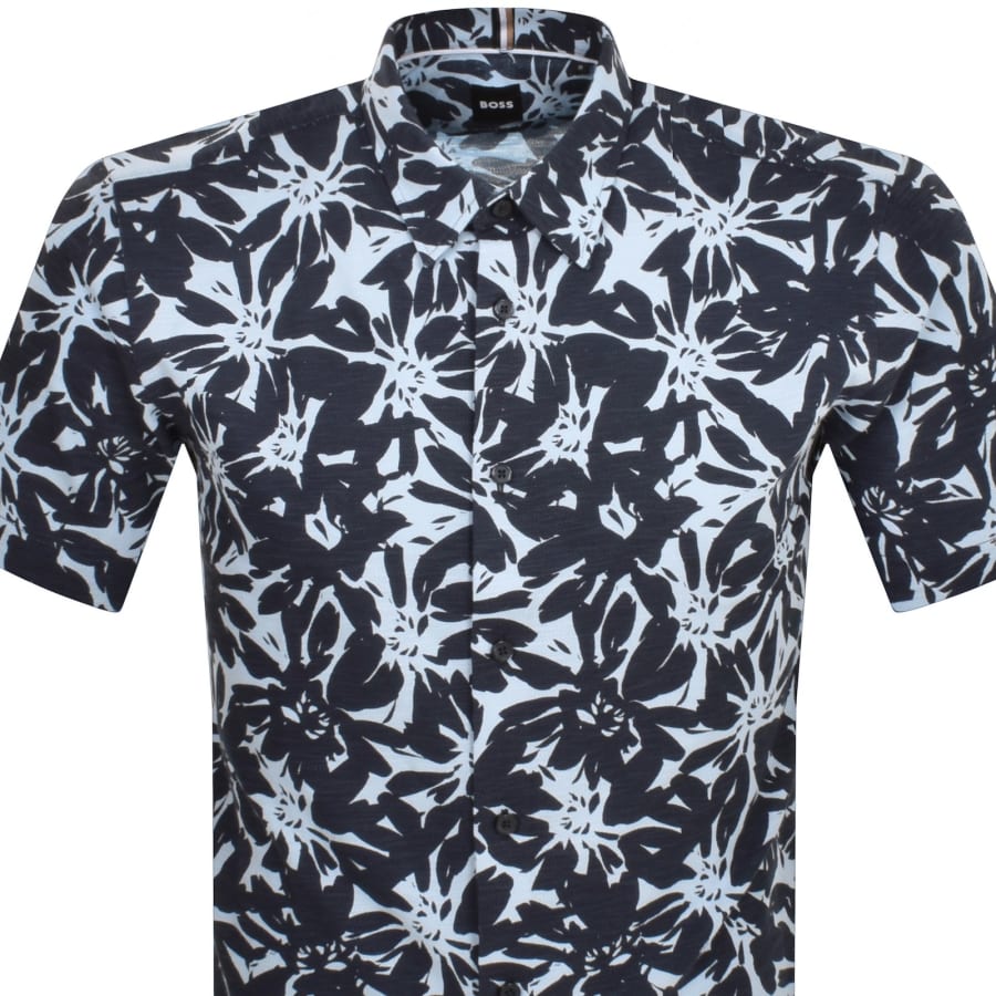 Image number 2 for BOSS Roan Kent Short Sleeved Shirt Navy