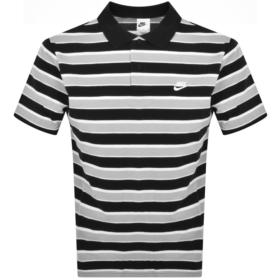 Image number 1 for Nike Stripe Polo T Shirt Black