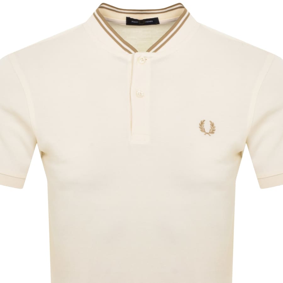 Image number 2 for Fred Perry Bomber Collar Polo T Shirt Cream