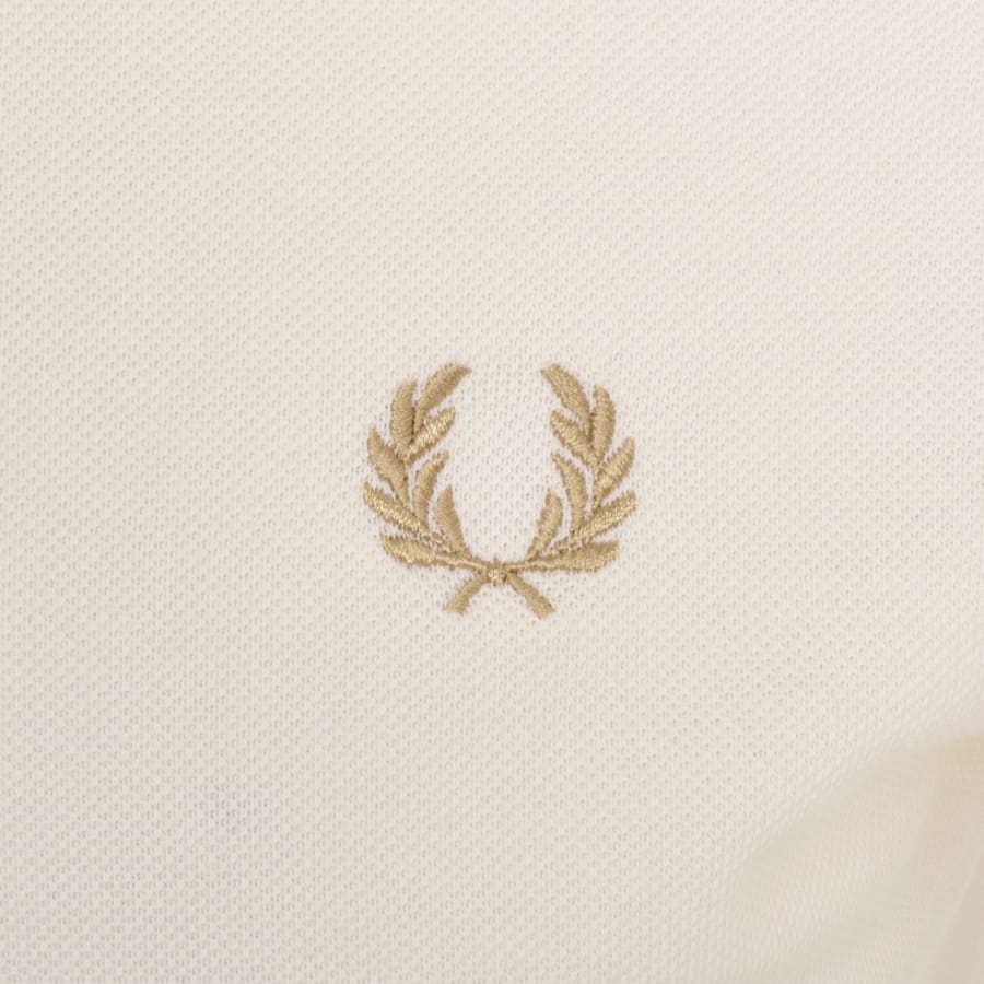 Image number 3 for Fred Perry Bomber Collar Polo T Shirt Cream