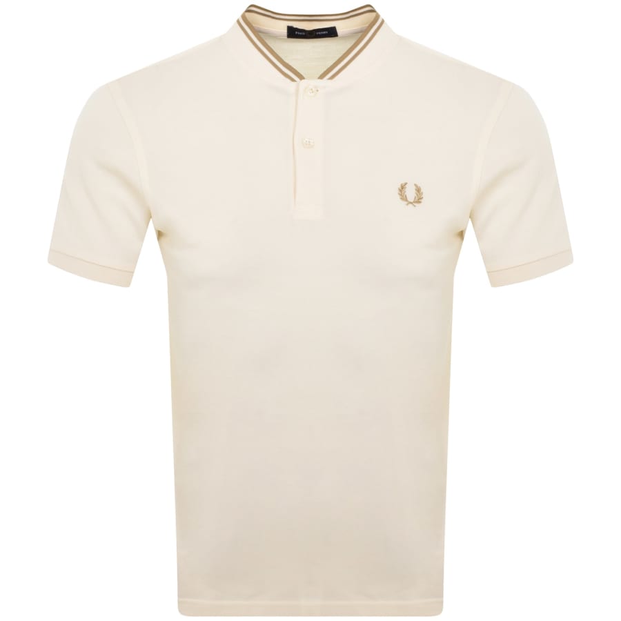 Image number 1 for Fred Perry Bomber Collar Polo T Shirt Cream