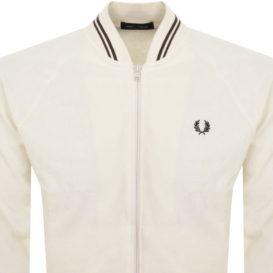 Image number 2 for Fred Perry Towelling Track Top Cream