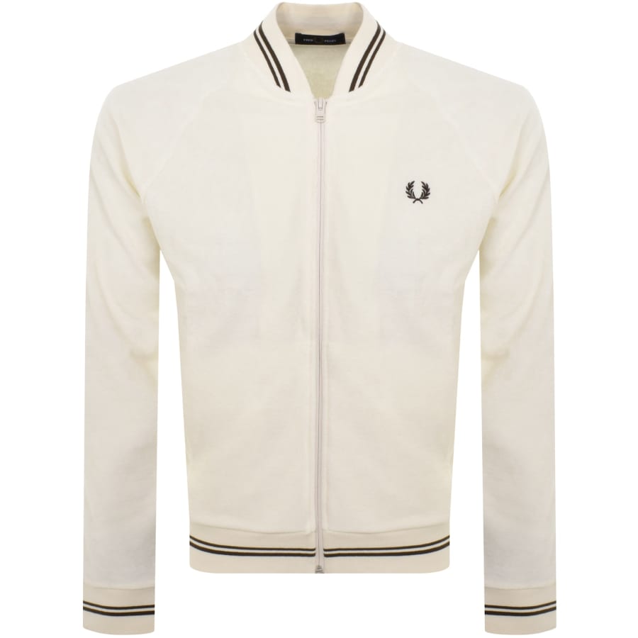 Image number 1 for Fred Perry Towelling Track Top Cream