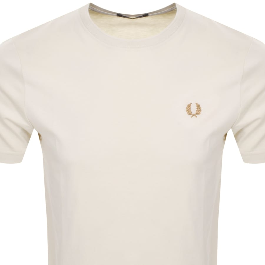 Image number 2 for Fred Perry Crew Neck T Shirt Cream