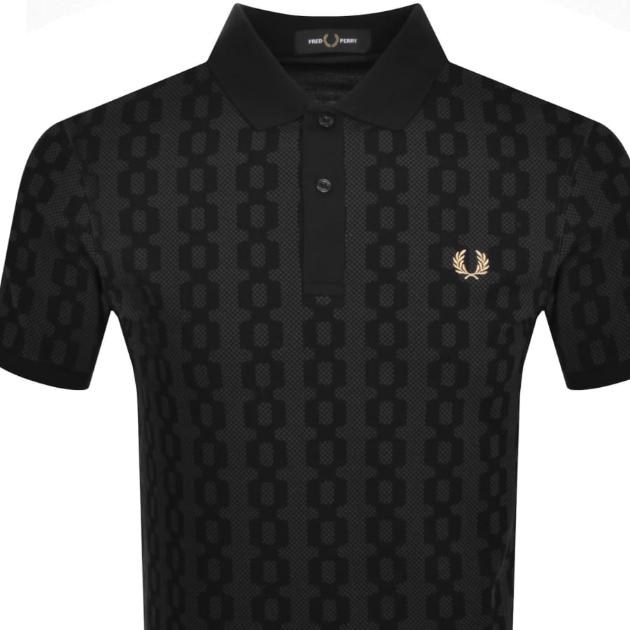 Image number 2 for Fred Perry Cable Print Polo T Shirt Grey