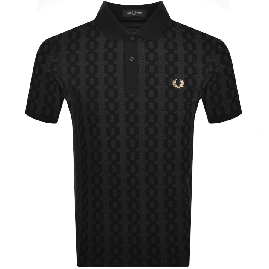 Image number 1 for Fred Perry Cable Print Polo T Shirt Grey