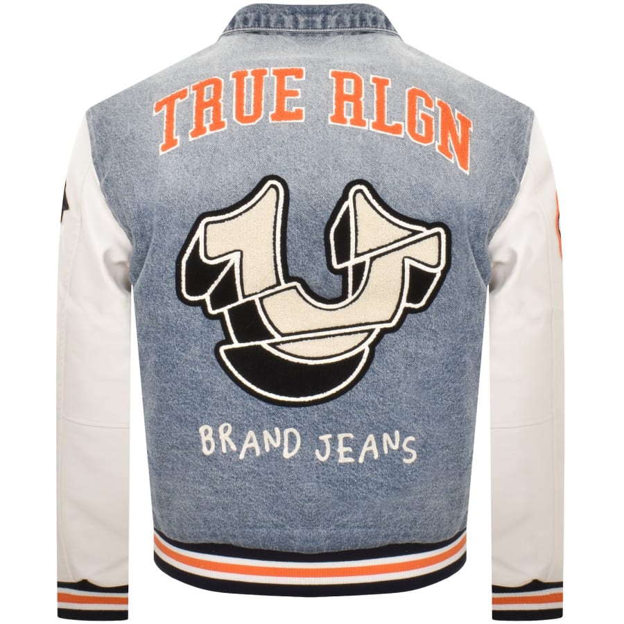 Image number 5 for True Religion Jimmy Denim Varsity Jacket Blue