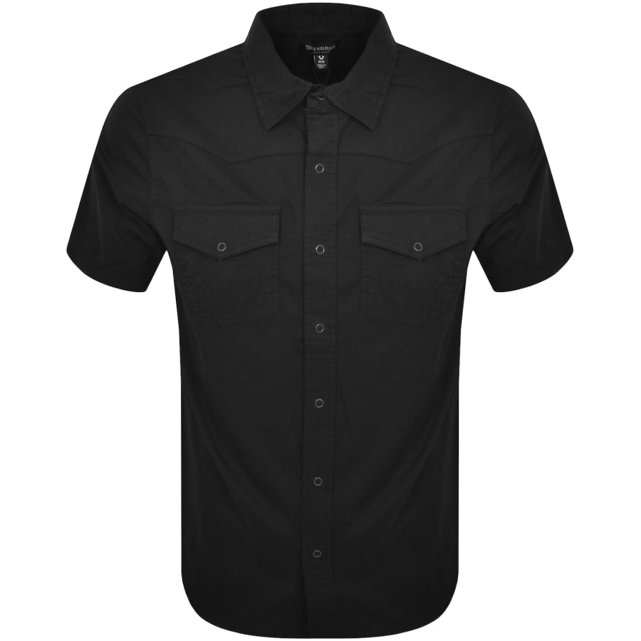Image number 1 for True Religion Woven Short Sleeve Shirt Black