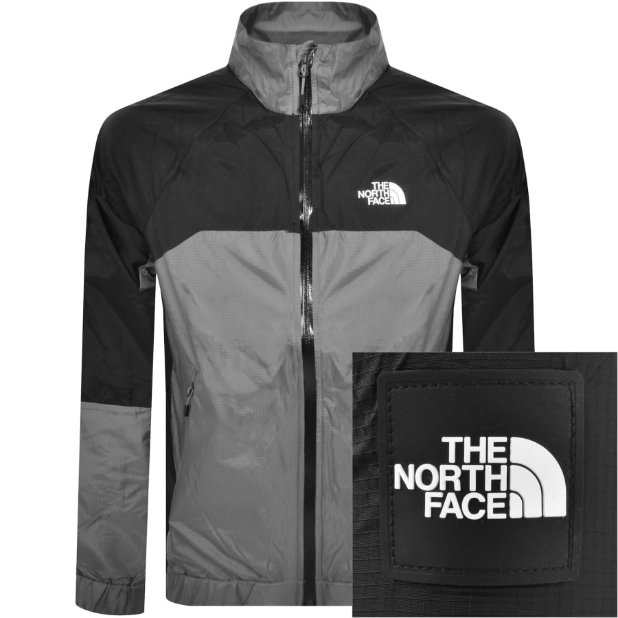 Black grey north face jacket hot sale