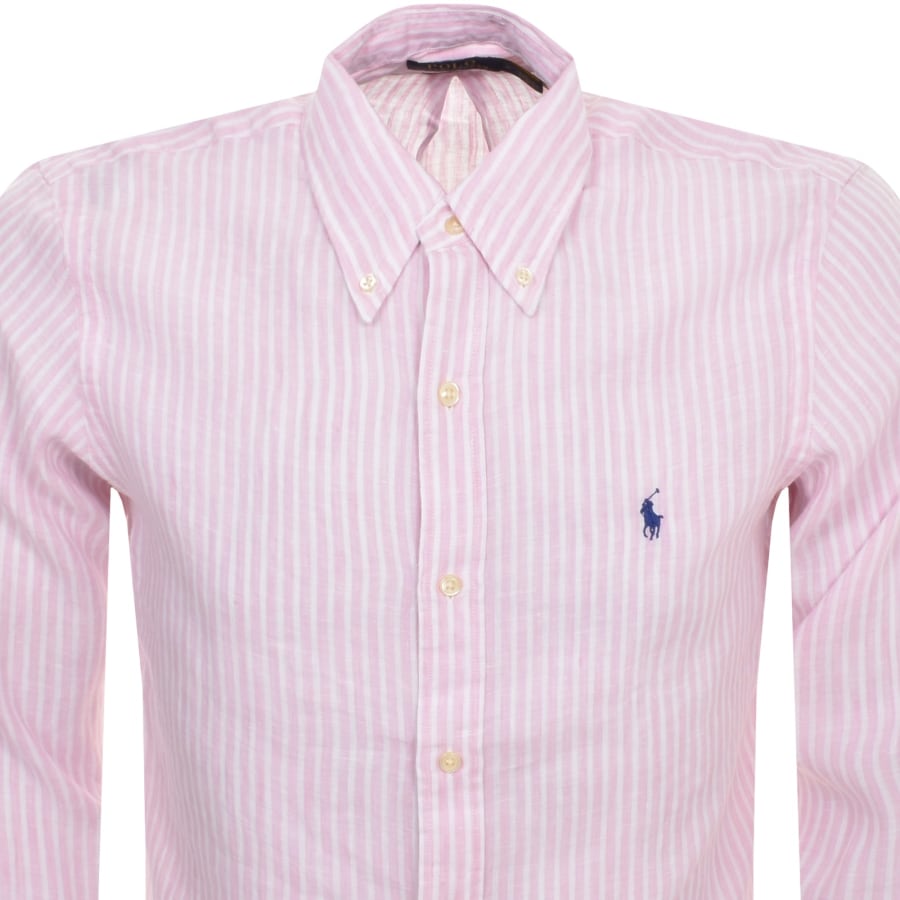 Image number 2 for Ralph Lauren Striped Long Sleeved Shirt Pink