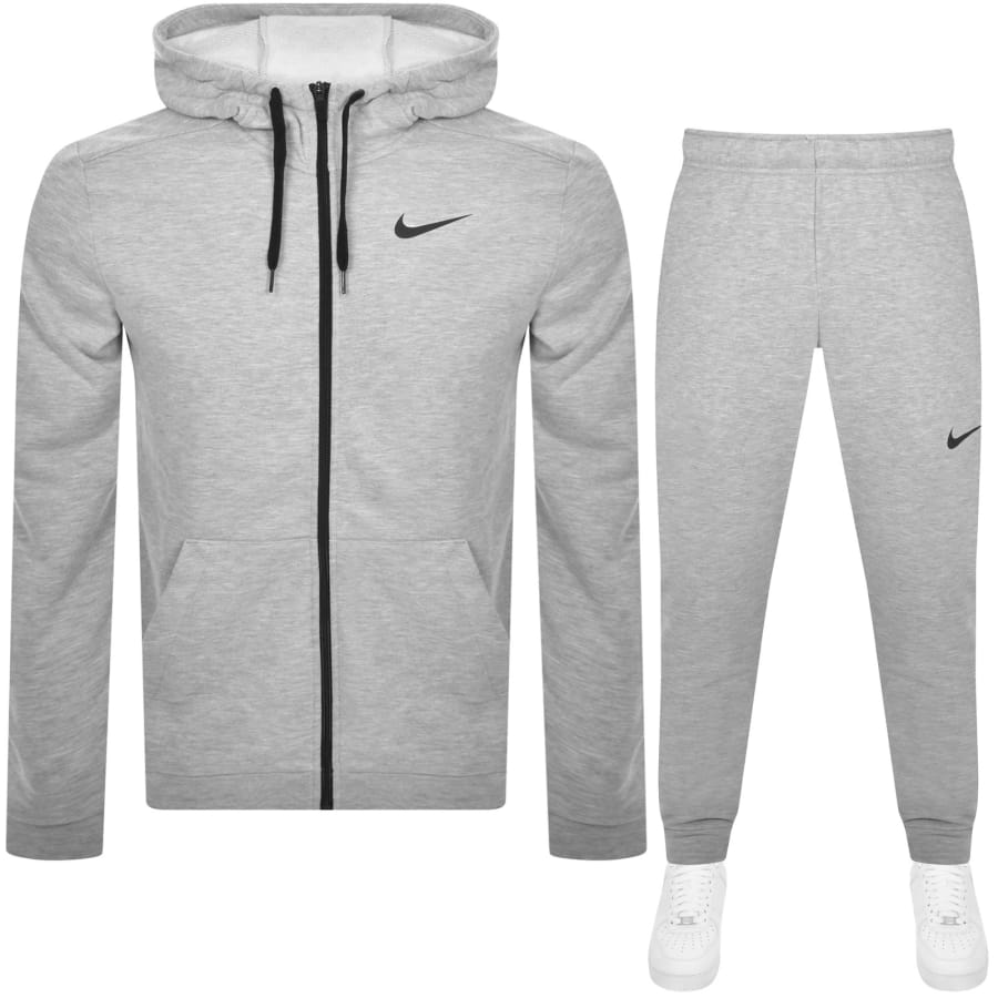 Image number 1 for Nike Training Full Zip Hooded Tracksuit Grey