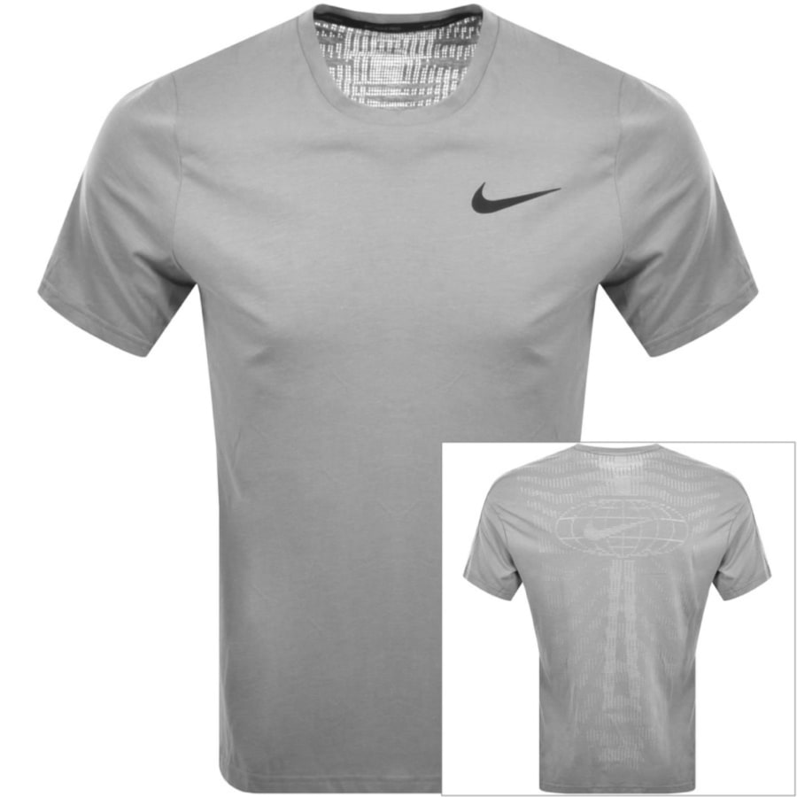 Image number 1 for Nike Training Dri Fit Burnout Logo T Shirt Grey