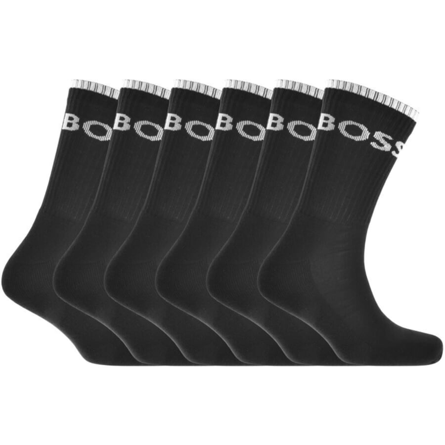 Image number 1 for BOSS 6 Pack Crew Socks Black