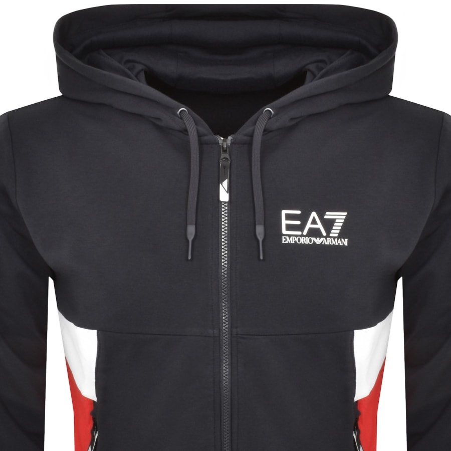Image number 2 for EA7 Emporio Armani Full Zip Logo Hoodie Navy
