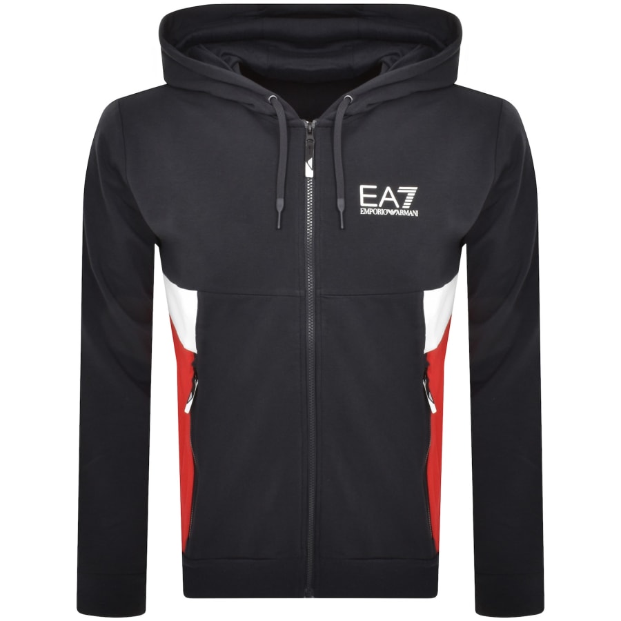 Image number 1 for EA7 Emporio Armani Full Zip Logo Hoodie Navy