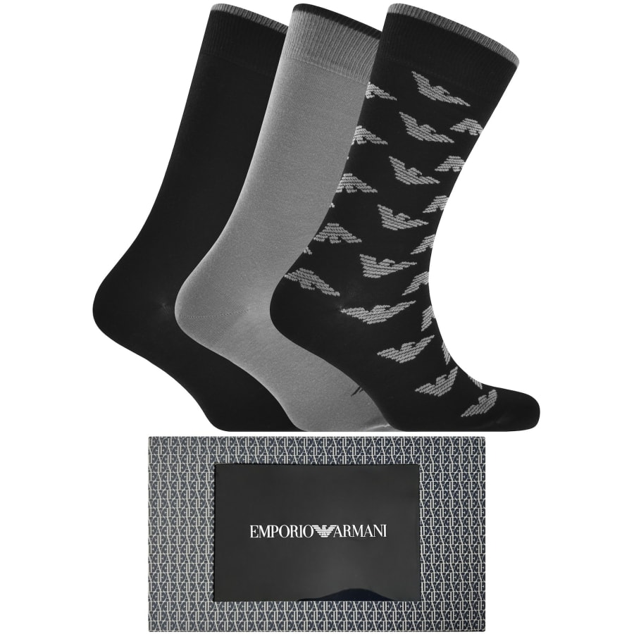 Image number 1 for Emporio Armani 3 Pack Socks Gift Set Black