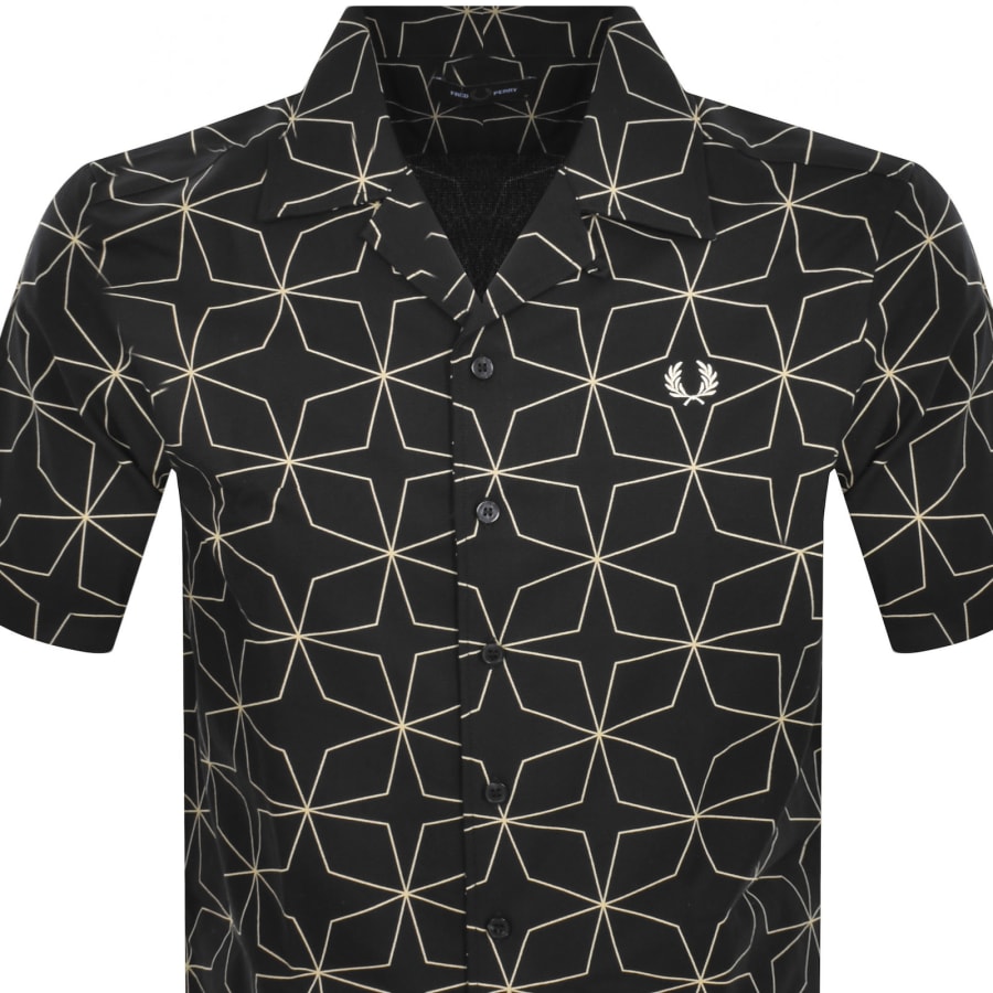 Image number 2 for Fred Perry Geometric Print Shirt Black