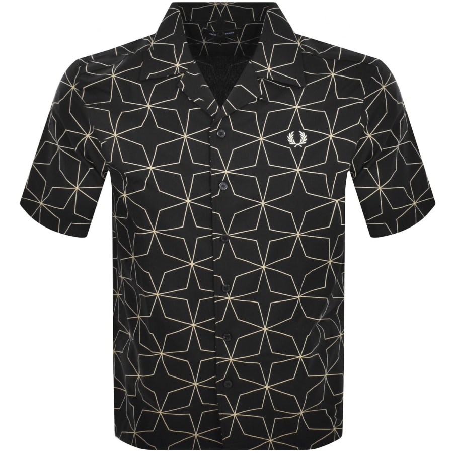 Image number 1 for Fred Perry Geometric Print Shirt Black