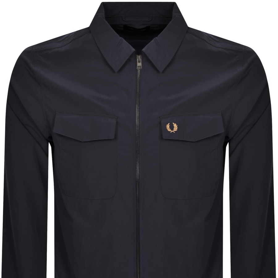 Image number 2 for Fred Perry Zip Overshirt Navy