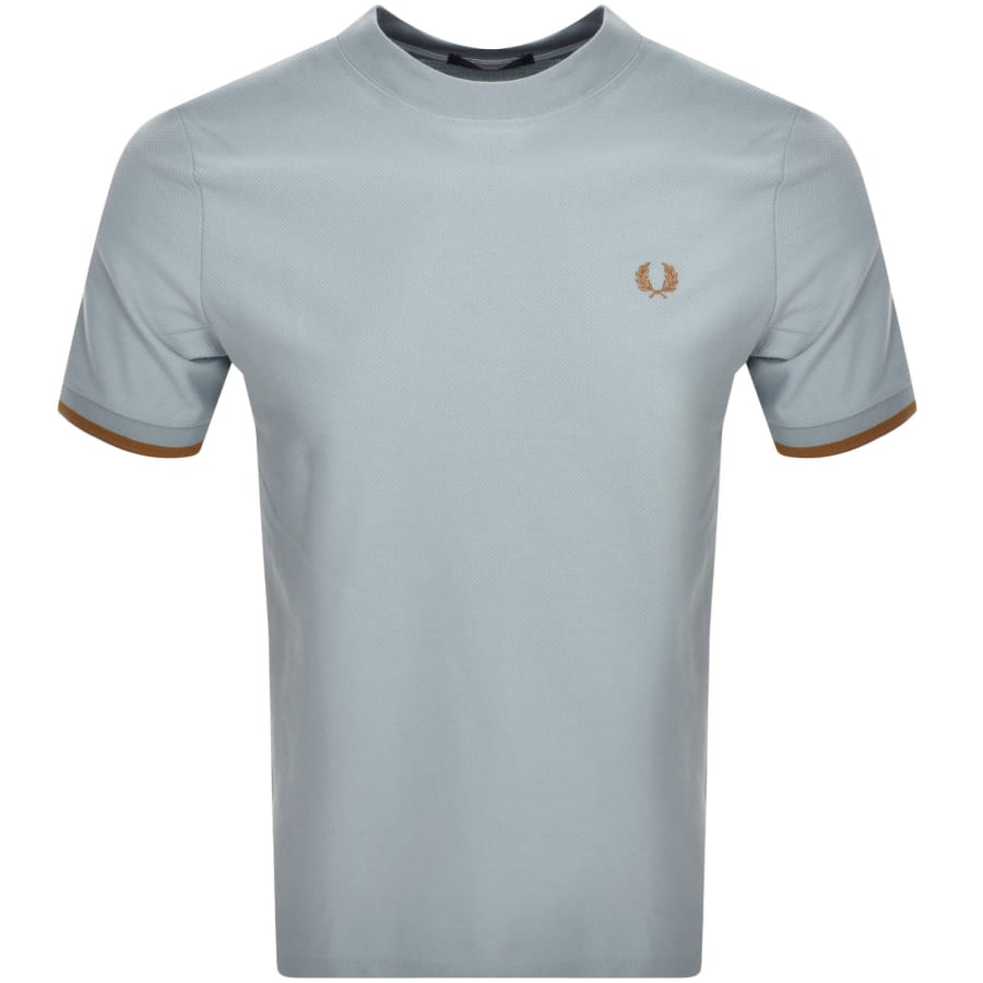 Image number 1 for Fred Perry Tipped Cuff Pique T Shirt Blue