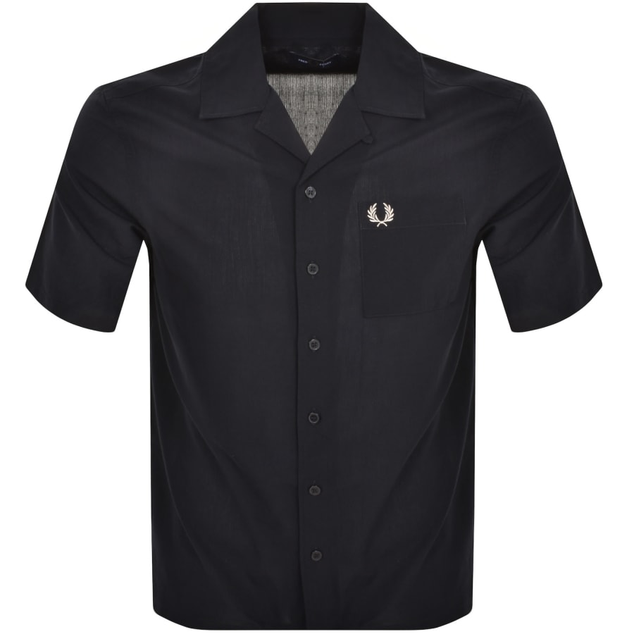 Fred Perry Pique Textured Collar Shirt Navy Mainline Menswear Denmark