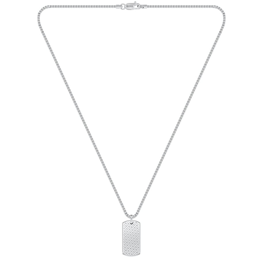 Image number 2 for BOSS Devon Two Tone Tag Necklace Silver