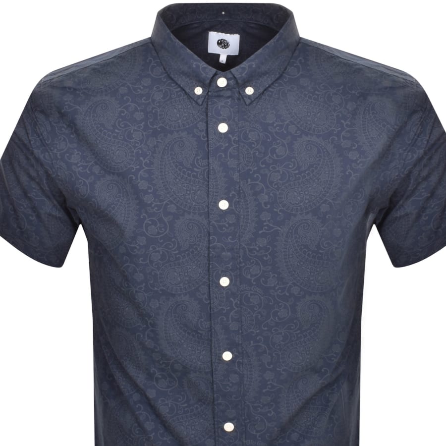 Image number 2 for Pretty Green Paisley Short Sleeve Shirt Navy