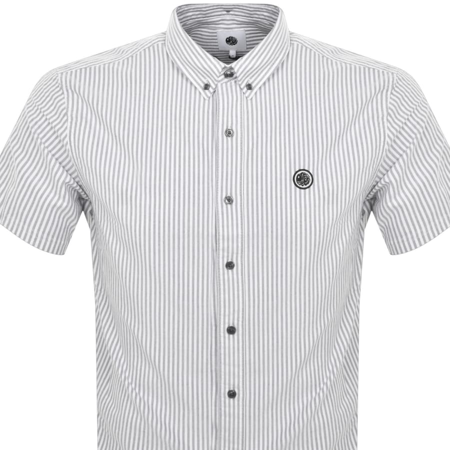 Image number 2 for Pretty Green Short Sleeve Stripe Shirt Grey