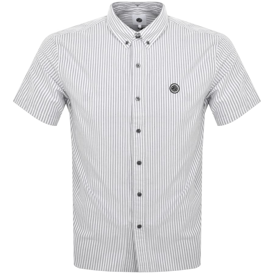 Image number 1 for Pretty Green Short Sleeve Stripe Shirt Grey